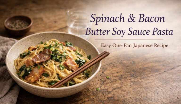 Spinach & Bacon Butter Soy Sauce Pasta (One-Pan Japanese Recipe)