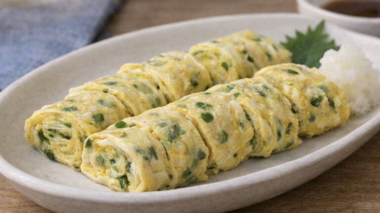 How to Make Green Onion Tamagoyaki (Fluffy Japanese Rolled Omelet)